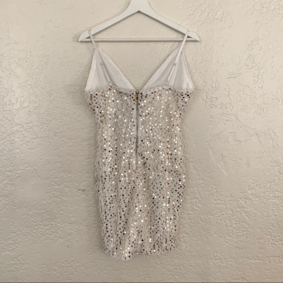 NWT White Gold Sequins Mini Party Dress - Picture 6 of 9